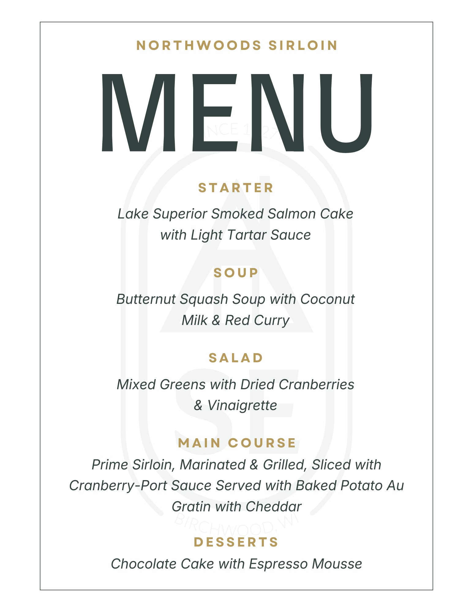 Slow-Smoked Pork five-course menu